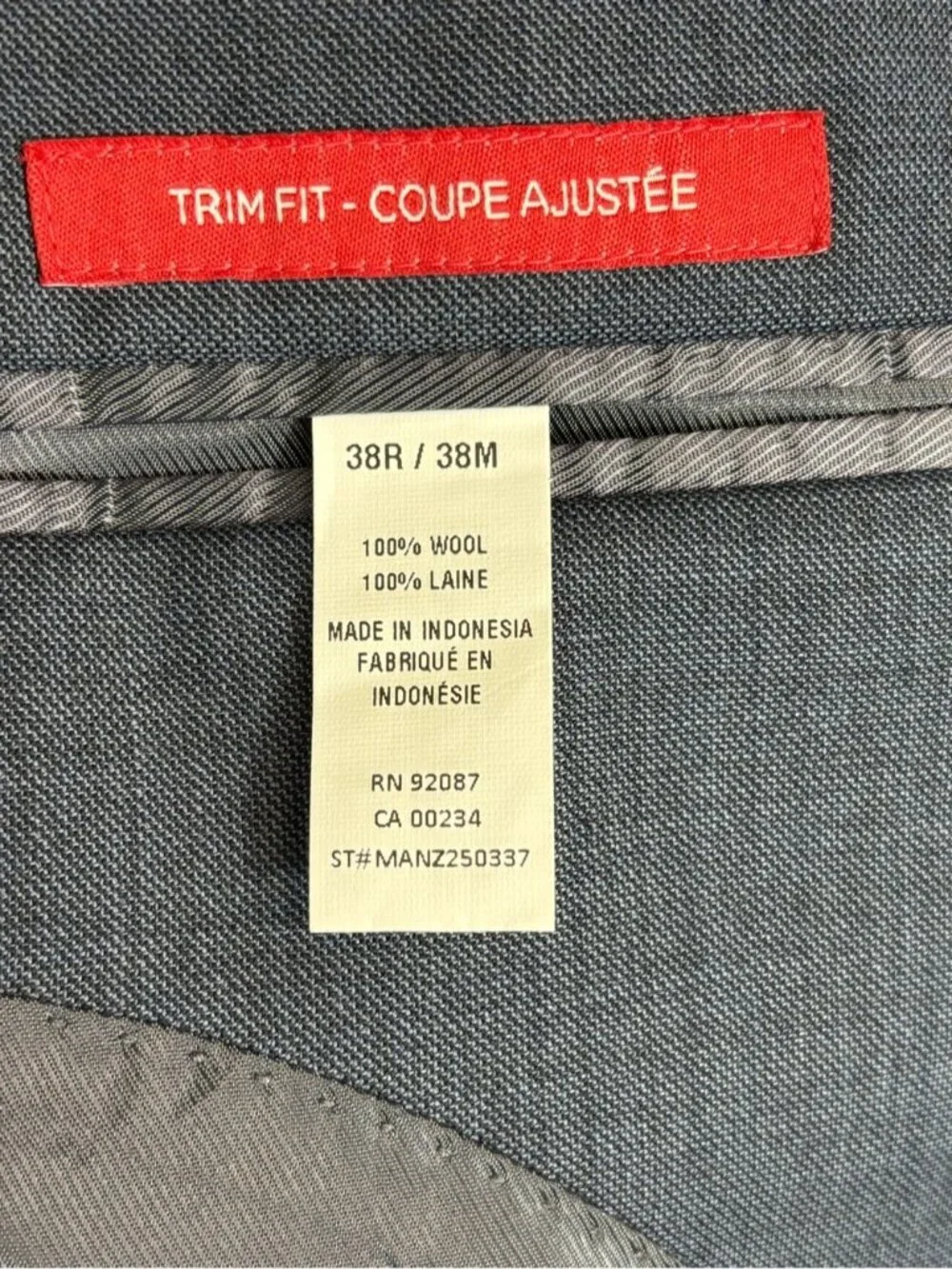 Saks Fifth Avenue Mens Trim Fit Slate Blue 100% Wool 2 Piece Suit Trousers Pants
